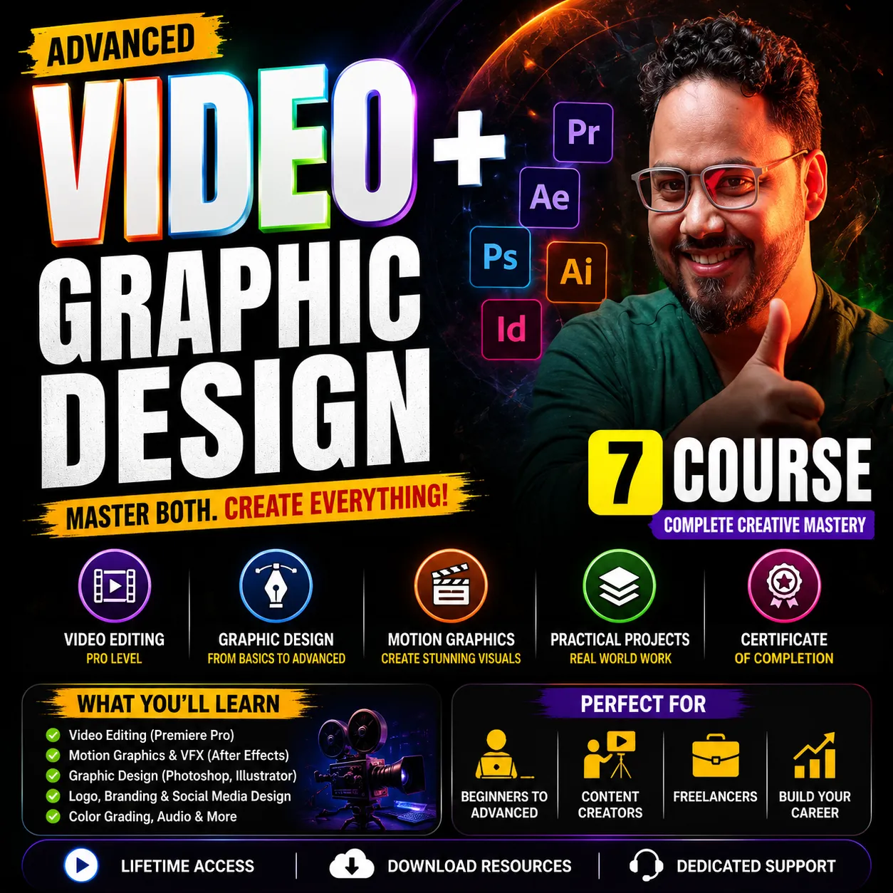 7 Courses Bundle Professional Video and Graphic designing Course in Hindi