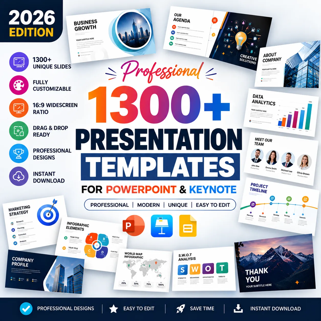 1300 Presentation Templates For PowerPoint & Keynote
